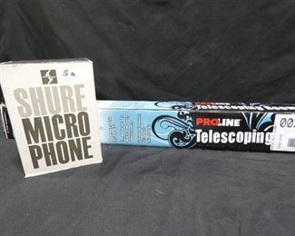 Shure Microphone Model 575S (Versadyne omni-directional dynamic mic) & Proline Boom Arm (Telescoping, New in Box)