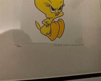 Warner  Bros., Looney Tunes colorized etching - Tweety bird 