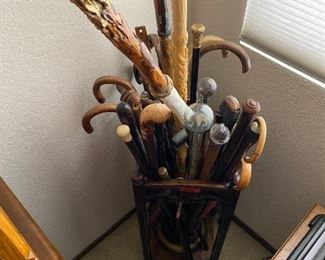 Canes - sliver topped, ivory topped, carved, inlaid