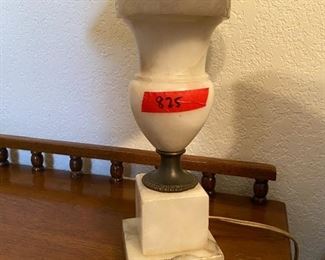 Alabaster lamp w/ silk shade