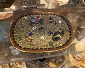 Cloisonné charger w/ Butterfly Motif