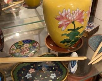 Yellow enamel Chrysanthemum vase