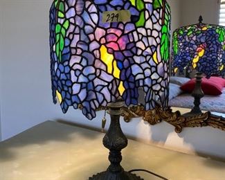 Bronze based Wisteria slag glass lamp 