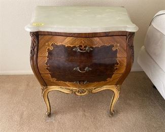 French Bombay fruitwood stand w/ marble top