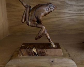 Carved Olive wood Tree frog,  Nolan Webb