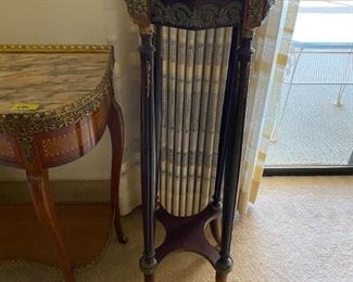 Ormalu, marble top plant stand w/ marble top