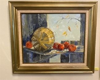 Oil , "Apple Shed" signed, E.F. Cole  1977