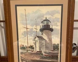 Signed Paul Norton Lighthouse Watercolor Painting