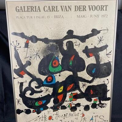 Galeria Carl Van Der Voort JOAN MIRO Homenatge a Prats Vintage Abstract Art Framed Original Print Poster