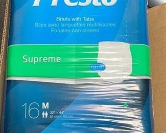 4 Packs Presto 16 Count Breifs with Tabs Diapers Size Medium