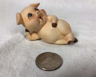 Lounging Pig Hog Figurine Miniature
