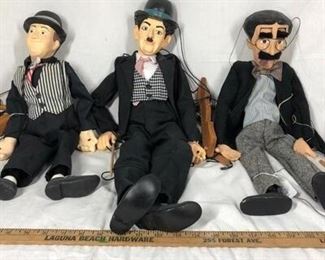 Set of 3 Marionette String Puppets Laurel, Charlie Chaplin, Groucho Marx
