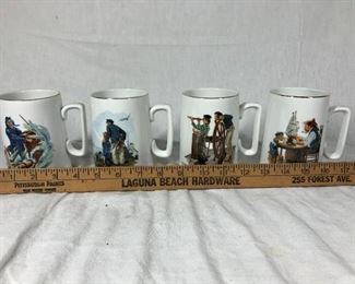 Set of 4 Norman Rockwell Coffee Cup Mugs