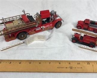 Set of 3 Die Cast Model Toy Firetruck Fire Department Vehicles