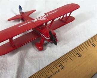 Red Chevron Gasoline Standard Biplane Die Cast Toy Model