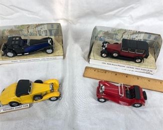 Set of 4 Die Cast Model Toy Coupe Cars Mercedes Bugatti Rolls Royce