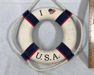 I U.S.A. Nautical Patriotic Life Preserver Ring Nautical Yacht Decor