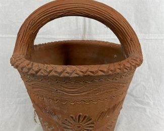 Large Heavy Terra Cotta Basket Style Planter Pot