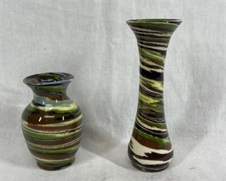 Vintage Swirl Glass Bud Vase Pair
