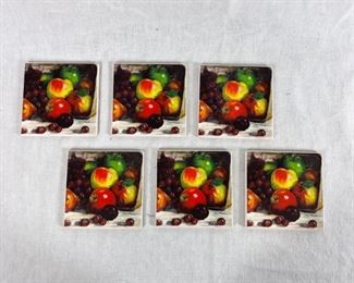 Set of 6 Apple Pattern Ceramic Drink Coasters