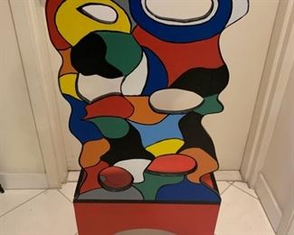 Milton Brav, "Assemblage Chair", wood and paint, signed and dated 1984, 100cm x 38cm x 49cm--$250--https://www.chicagotribune.com/news/ct-xpm-1992-01-31-9201090867-story.html