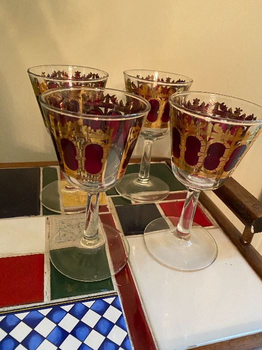 Mid Century Culvers Gold Wine Goblets (8)