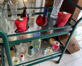 Serving Cart/ with Tempered Glass, Candles