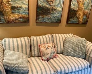Thomasville Furniture Sofa, with Original Oil Paintings on Canvas