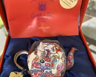 Charlotte Di Vita Collections, and Painted Tea Pots with Tag/Numbers/Case