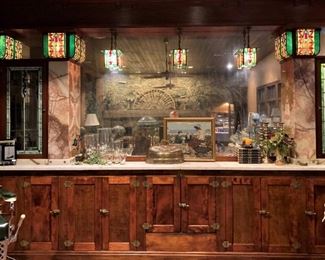 Incredible mirrored and stain glass back bar from a saloon in Kansas City, Kansas