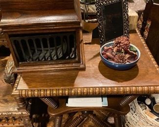 Antique table and Thomas Edison  record player