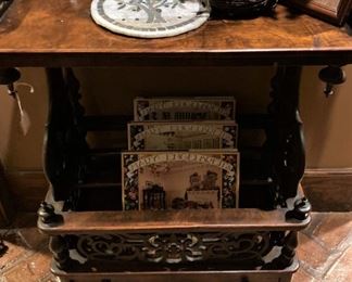 Antique side table/magazine rack
