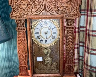 One of several antique mantel clocks