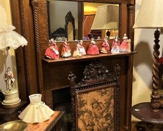 Antique mantel and fire screen