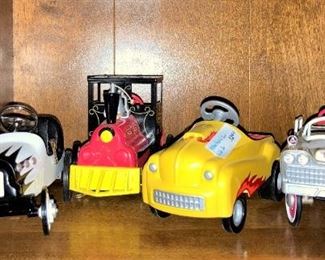 The peddle cars are downstairs.