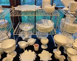 Large array of milk glass 