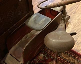 Old metal truck and tricycle