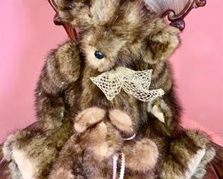 Fur teddy bears, small bear is SOLD