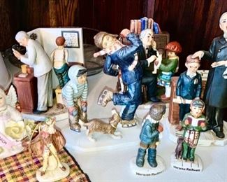 Norman Rockwell figurines, left on angel, etc.