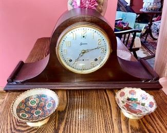 Sessions mantle clock, metal nut bowls