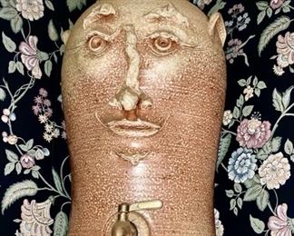 Vintage stoneware Face jug, purchased at Greenfield Village, Henry Ford Museum