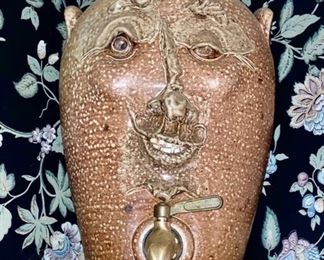 Vintage stoneware Face jug, purchased at Greenfield Village, Henry Ford Museum