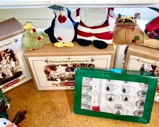 Christmas decor, Nativity sets new in boxes, vintage child's tea set