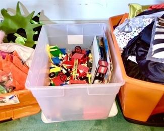 Halloween costumes/hats, vintage legos