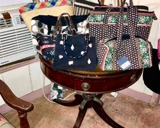 Name brand purses, some are SOLD and vintage side table
