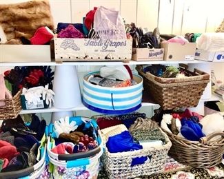 Scarves, gloves, some are new with tags