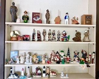 Misc. Christmas decor, Boyd's Bears, lighthouses, misc. figurines
