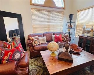 Cognac Leather sofa and chair