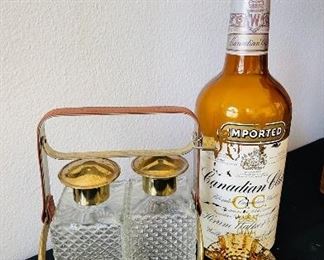 Vintage decanter with brass trim