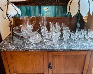 Art nouveau with marble top sideboard 